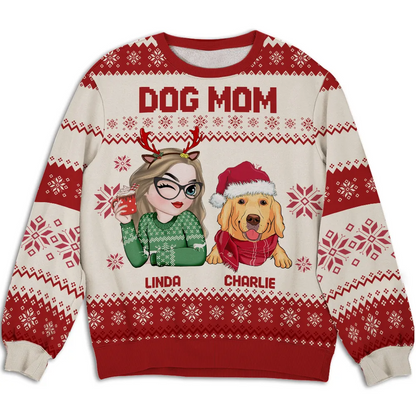 Dog Mom Christmas - Personalized Custom All-Over-Print Sweatshirt