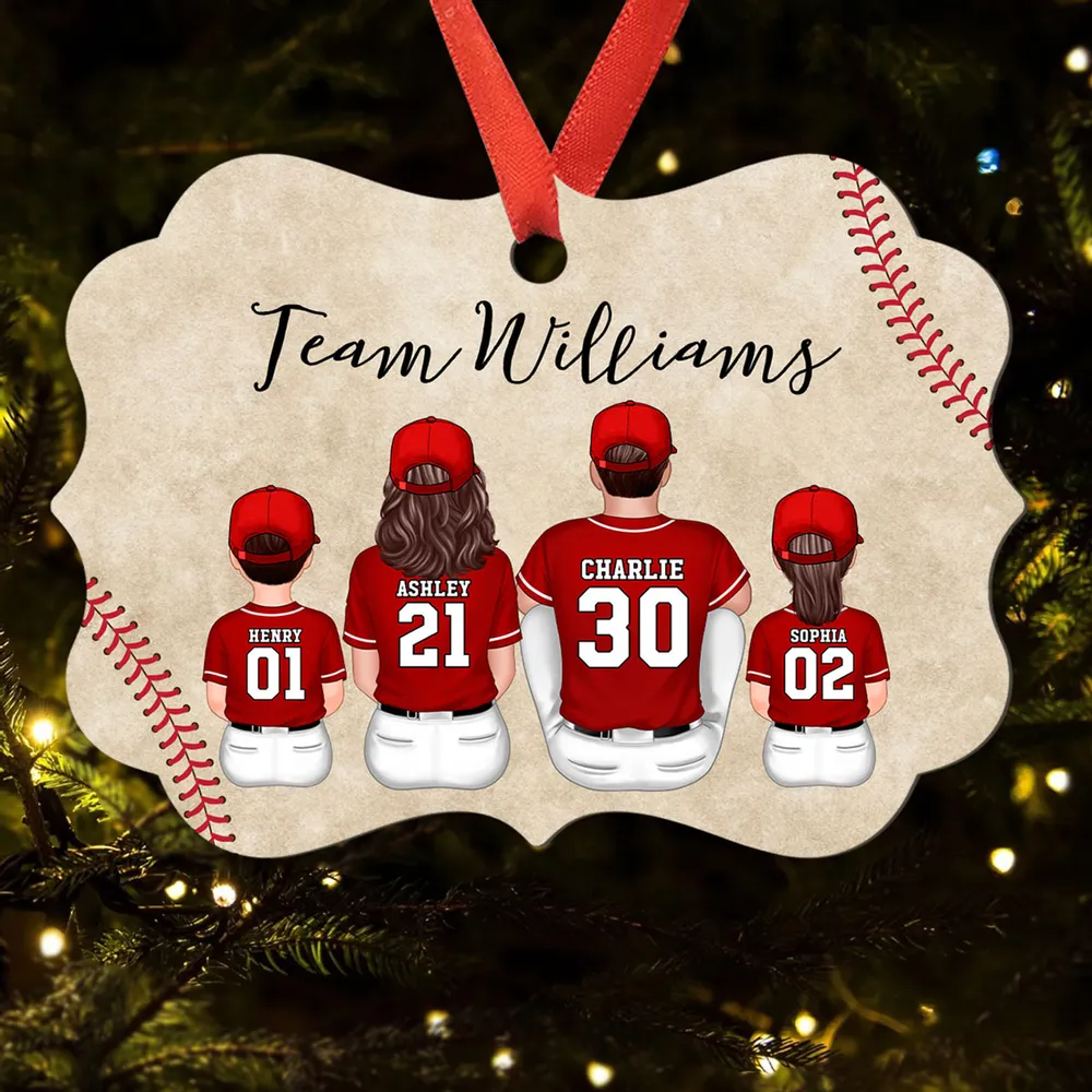 Baseball Family Team Sitting Personalized Acrylic Ornament, Christmas Decoration