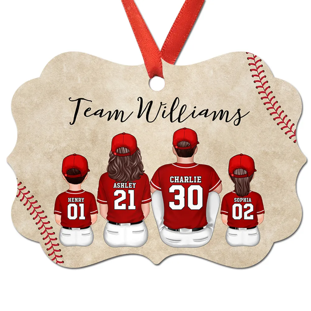 Baseball Family Team Sitting Personalized Acrylic Ornament, Christmas Decoration