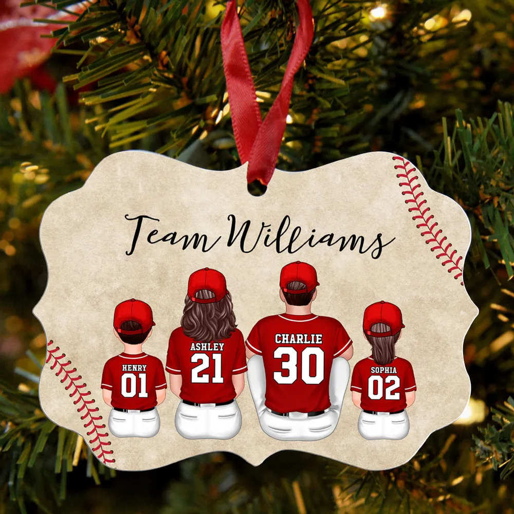 Baseball Family Team Sitting Personalized Acrylic Ornament, Christmas Decoration