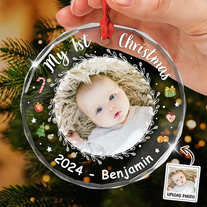 Personalized Gift For Baby First Christmas Circle Acrylic Ornament