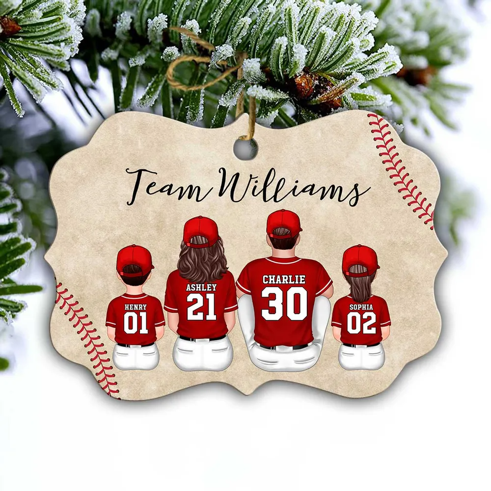 Baseball Family Team Sitting Personalized Acrylic Ornament, Christmas Decoration