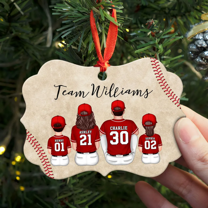 Baseball Family Team Sitting Personalized Acrylic Ornament, Christmas Decoration