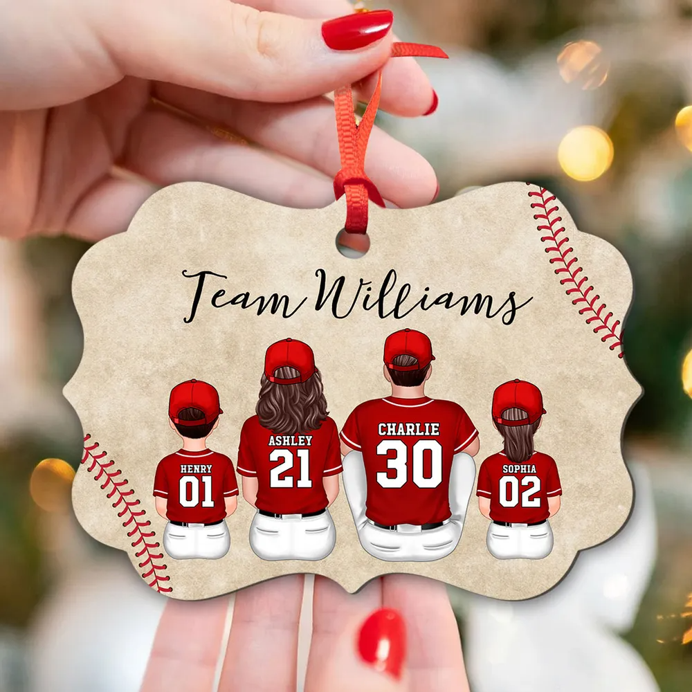 Baseball Family Team Sitting Personalized Acrylic Ornament, Christmas Decoration