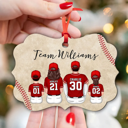 Baseball Family Team Sitting Personalized Acrylic Ornament, Christmas Decoration