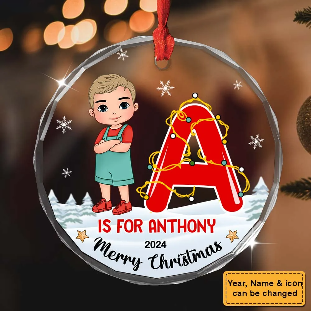 Personalized Gift For Grandson Merry Christmas Circle Acrylic Ornament