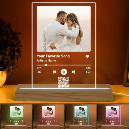 Couple Music Custom Song Scannable QR Code Gift For Him Gift For Her Personalized Acrylic LED Night Light
