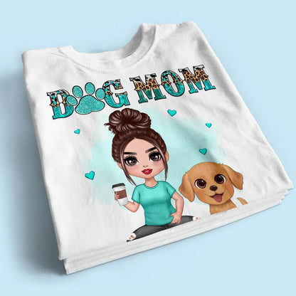 Teal And Leopard Dog Mom Personalized Shirt, Christmas Gift For Dog Lovers