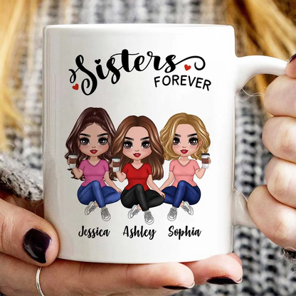 Our Friendship Is True Blessing Pretty Besties Sisters Sitting Personalized Mug