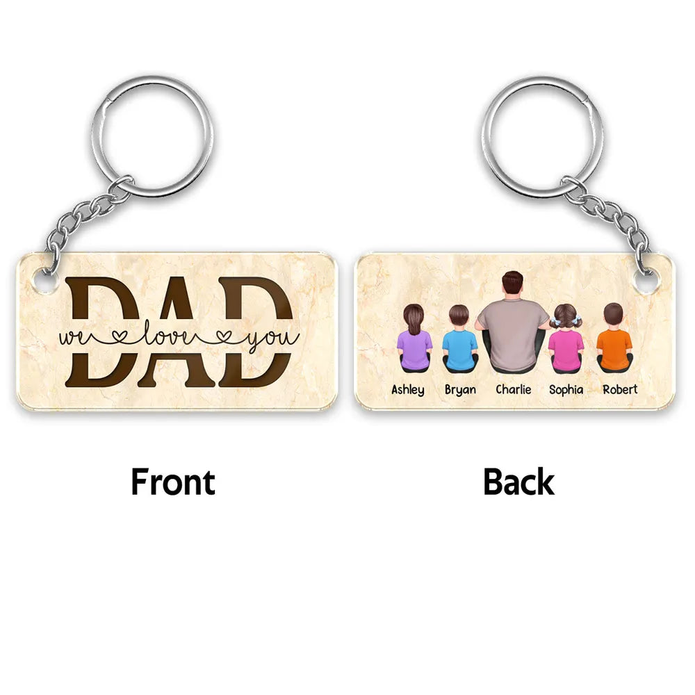 Best Dad Ever Back View Man Kids Dog Cat Personalized Acrylic Keychain