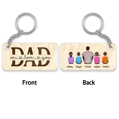 Best Dad Ever Back View Man Kids Dog Cat Personalized Acrylic Keychain