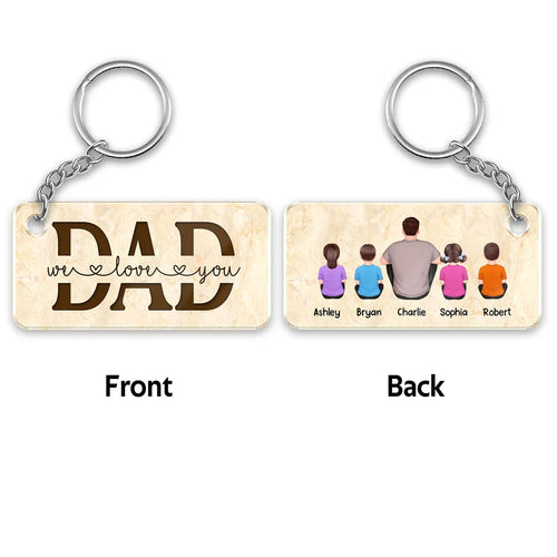 Best Dad Ever Back View Man Kids Dog Cat Personalized Acrylic Keychain