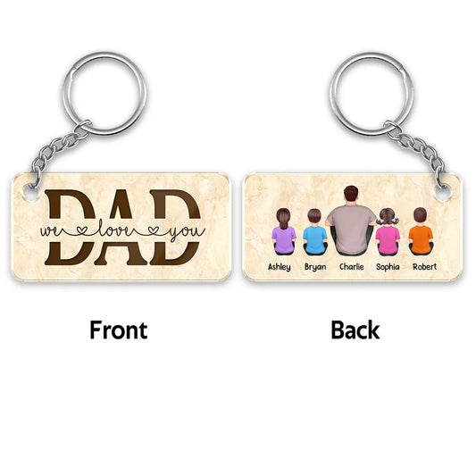 Best Dad Ever Back View Man Kids Dog Cat Personalized Acrylic Keychain