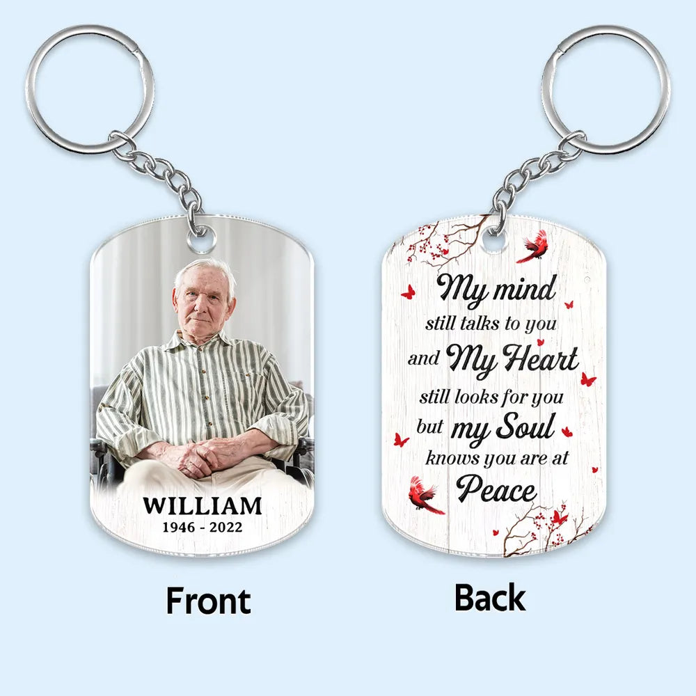 Berry Branch Cardinal Photo Inserted Family Memorial Remembrance Keepsake Sympathy Gift Personalized Acrylic Keychain