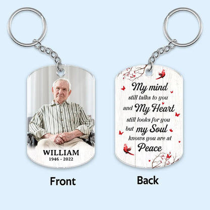 Berry Branch Cardinal Photo Inserted Family Memorial Remembrance Keepsake Sympathy Gift Personalized Acrylic Keychain