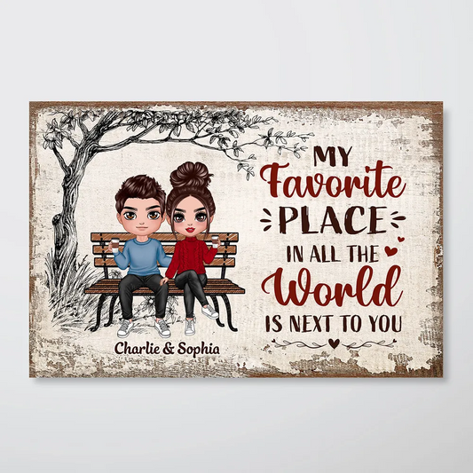 My Favorite Place Doll Couple Sitting Valentine‘s Day Gift Personalized Poster