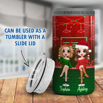 Christmas Drinking Partners Besties Sisters Personalized Can Cooler