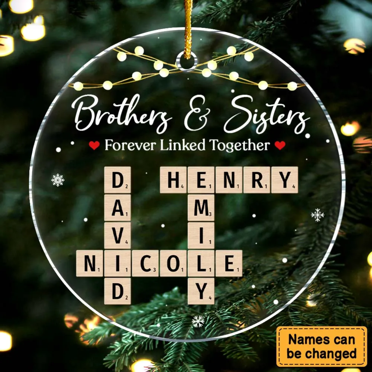 Brothers & Sisters Forever Linked Together - Personalized Acrylic Ornament