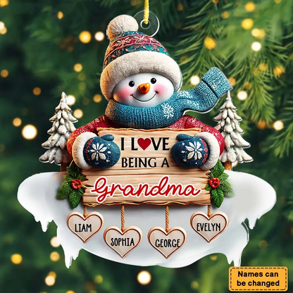 Personalized Custom 3D Inflated Effect Love Being A Grandma Ornament