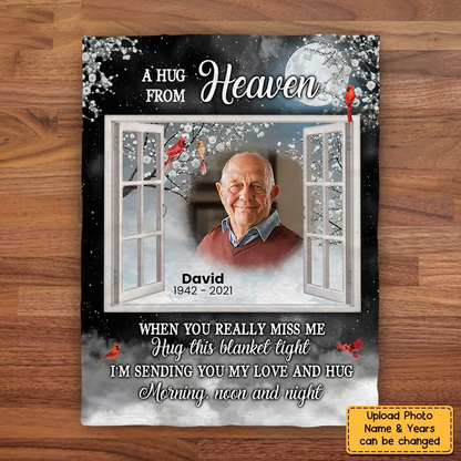 Personalized A Hug From Heaven Custom Photo Blanket
