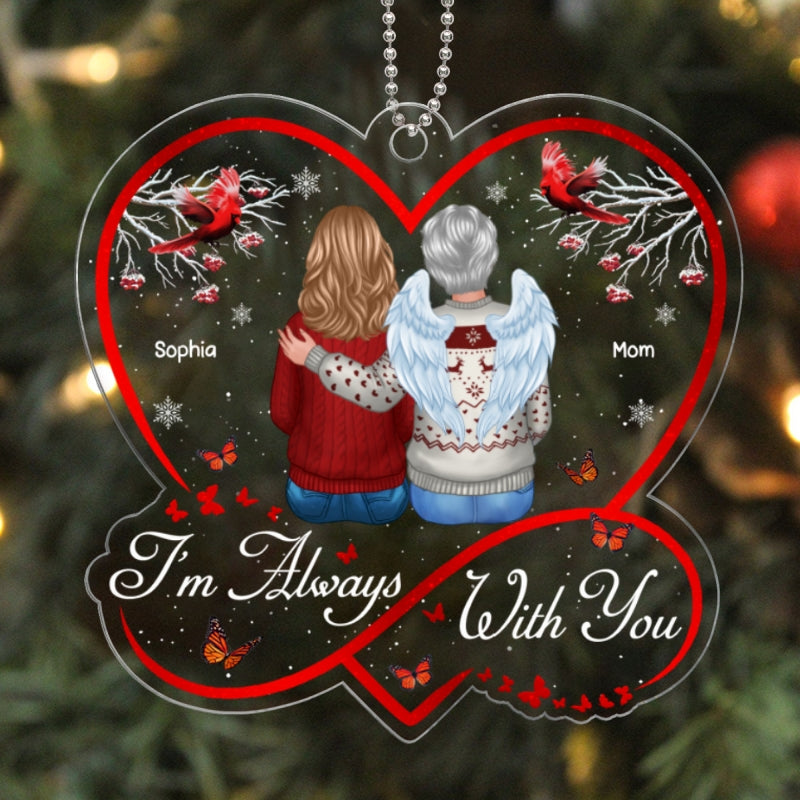 Berry Tree Infinity Heart Cardinals I Am Always With You Christmas Family Memorial Remembrance Gift Personalized Acrylic Ornament