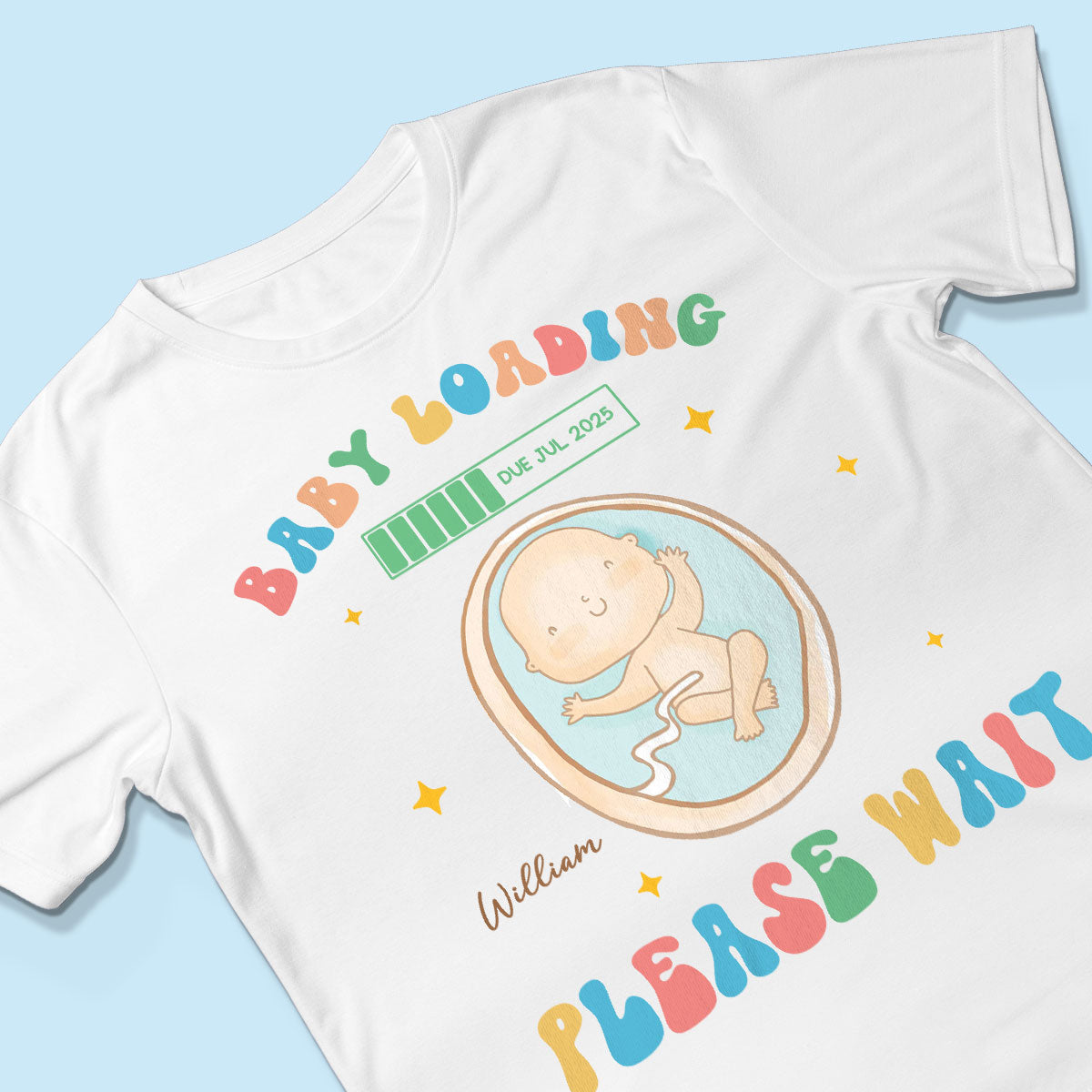 Baby Loading Please Wait Personalized Shirt for New Mom, Pregnancy Announcement Gift for Her, Cute Baby Announcement Shirt for Pregnancy Reveal Shirt