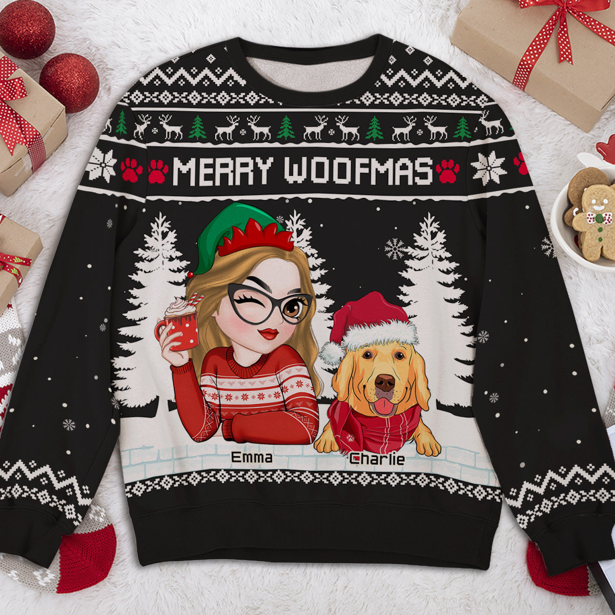 Merry Woofmas To My Mom Dad -  Personalized Custom All-Over-Print Sweatshirt