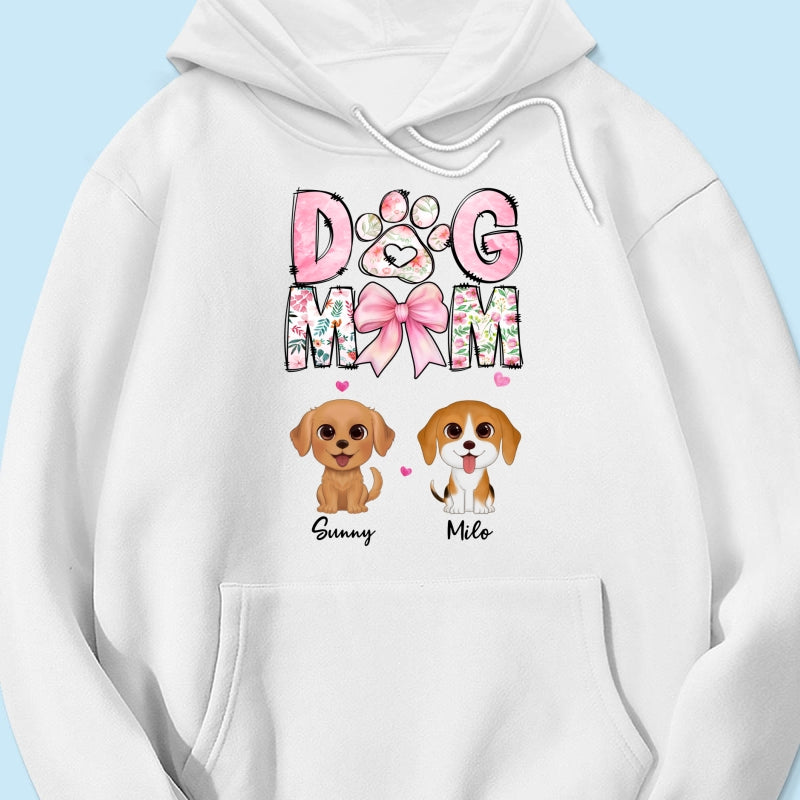 Dog Mom Pink Coquette Personalized Shirt, Watercolor Cute Dog, Gift for Dog Moms