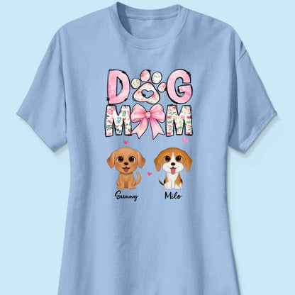 Dog Mom Pink Coquette Personalized Shirt, Watercolor Cute Dog, Gift for Dog Moms