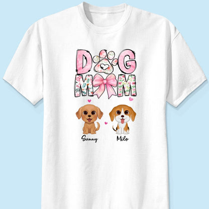Dog Mom Pink Coquette Personalized Shirt, Watercolor Cute Dog, Gift for Dog Moms