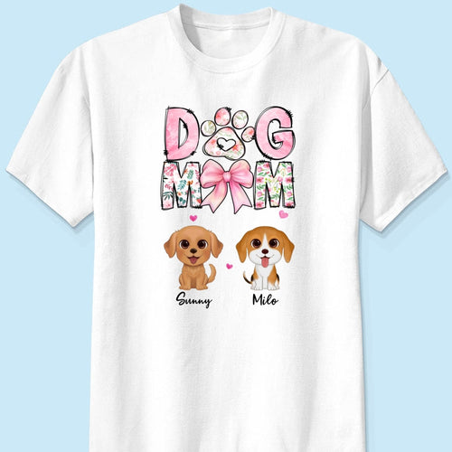 Dog Mom Pink Coquette Personalized Shirt, Watercolor Cute Dog, Gift for Dog Moms