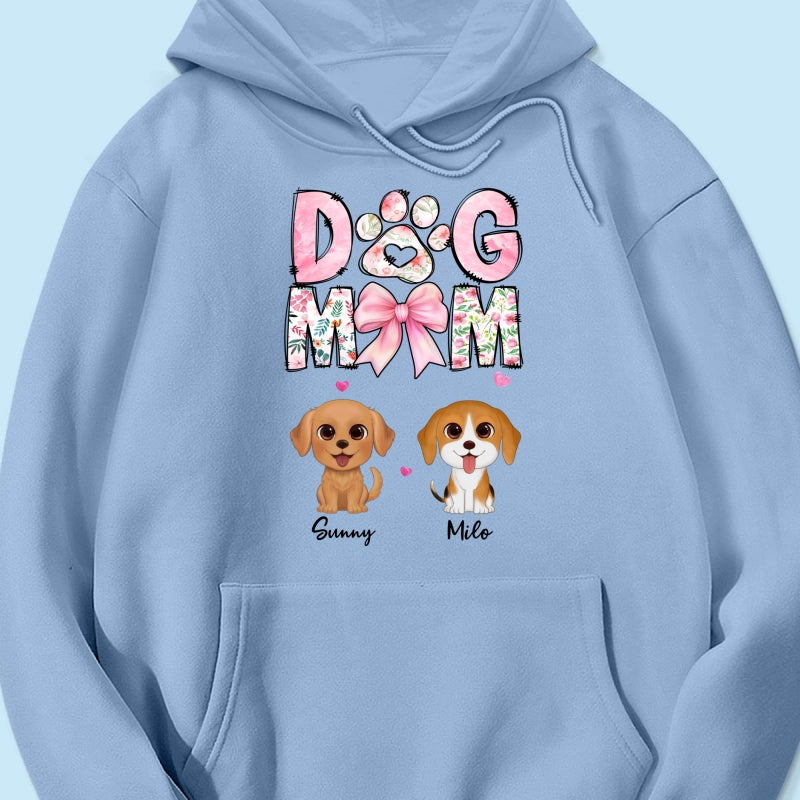 Dog Mom Pink Coquette Personalized Shirt, Watercolor Cute Dog, Gift for Dog Moms