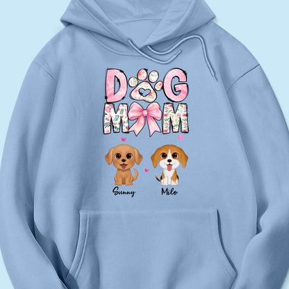 Dog Mom Pink Coquette Personalized Shirt, Watercolor Cute Dog, Gift for Dog Moms
