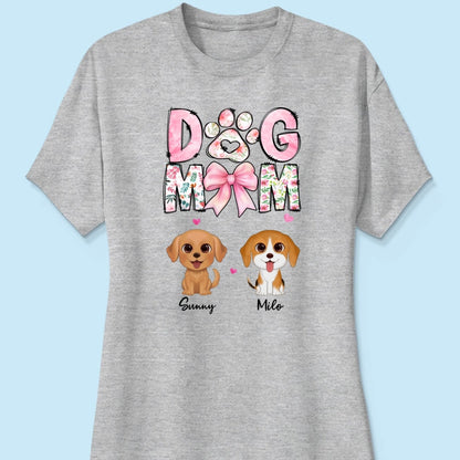 Dog Mom Pink Coquette Personalized Shirt, Watercolor Cute Dog, Gift for Dog Moms