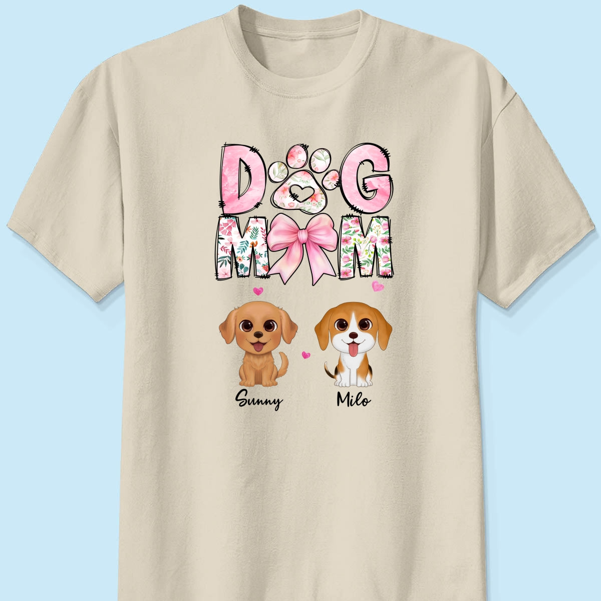 Dog Mom Pink Coquette Personalized Shirt, Watercolor Cute Dog, Gift for Dog Moms