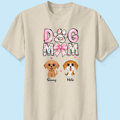 Dog Mom Pink Coquette Personalized Shirt, Watercolor Cute Dog, Gift for Dog Moms