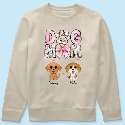 Dog Mom Pink Coquette Personalized Shirt, Watercolor Cute Dog, Gift for Dog Moms