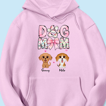 Dog Mom Pink Coquette Personalized Shirt, Watercolor Cute Dog, Gift for Dog Moms