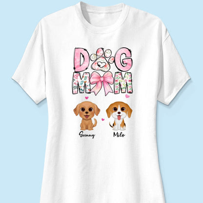 Dog Mom Pink Coquette Personalized Shirt, Watercolor Cute Dog, Gift for Dog Moms