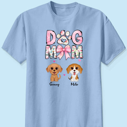 Dog Mom Pink Coquette Personalized Shirt, Watercolor Cute Dog, Gift for Dog Moms
