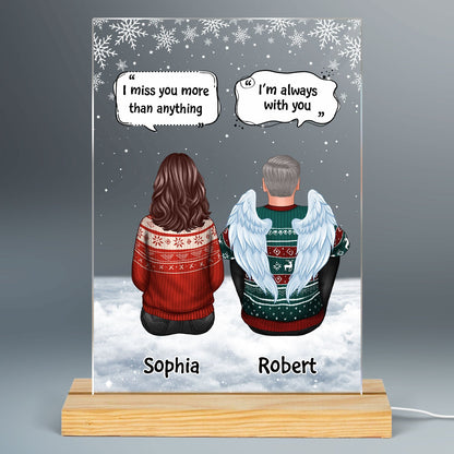 Snow Sky Always With You Family Memorial Conversation Remembrance Christmas Gift Personalized Rectangle Acrylic Plaque LED Night Light