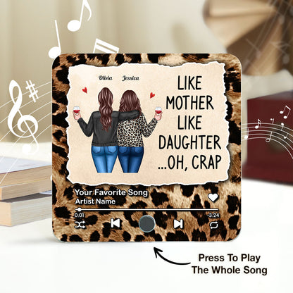 Like Mother Like Daughter Leopard Pattern Personalized Music Fridge Magnet, Funny Mother's Day Gift for Mom, Gift for her