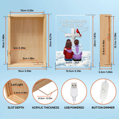 Always With You Family Memorial Cross Cardinal Personalized Frame Light Box