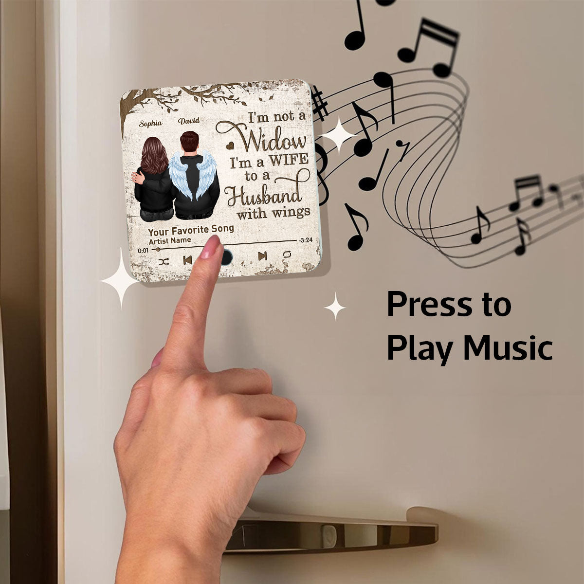 Always With You Couple Back View Under Tree Memorial Keepsake Sympathy Gift Personalized Music Fridge Magnet