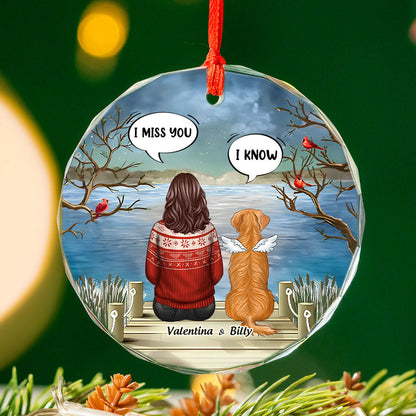 Pet Memorial I Miss You Back View Personalized Glass Ornament, Memorial Gift, Remembrance Gift For Dog Lover