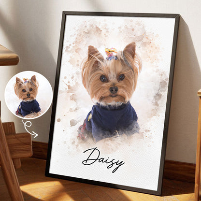 Personalized Watercolor Pet Poster From Photo, Gift For Pet Owners, New Pet Gift, Pet Memorial Gift