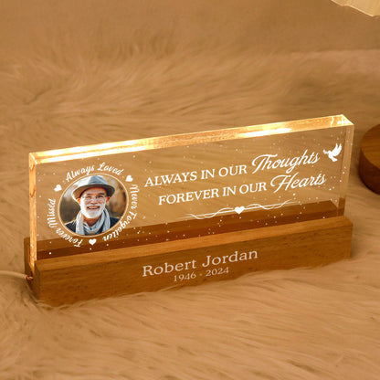 Always In Our Thoughts Forever In Our Hearts Personalized Acrylic Block LED Night Light