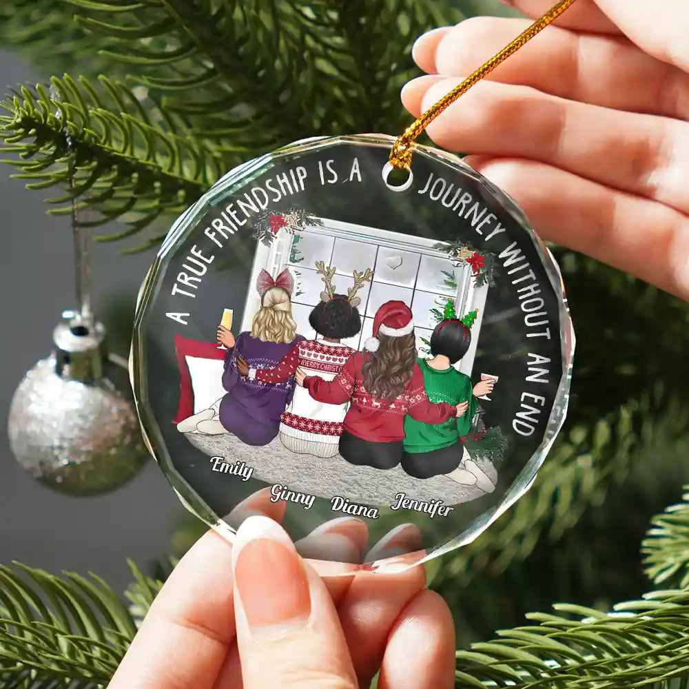 Christmas A True Friendship - Personalized Circle Acrylic Ornament