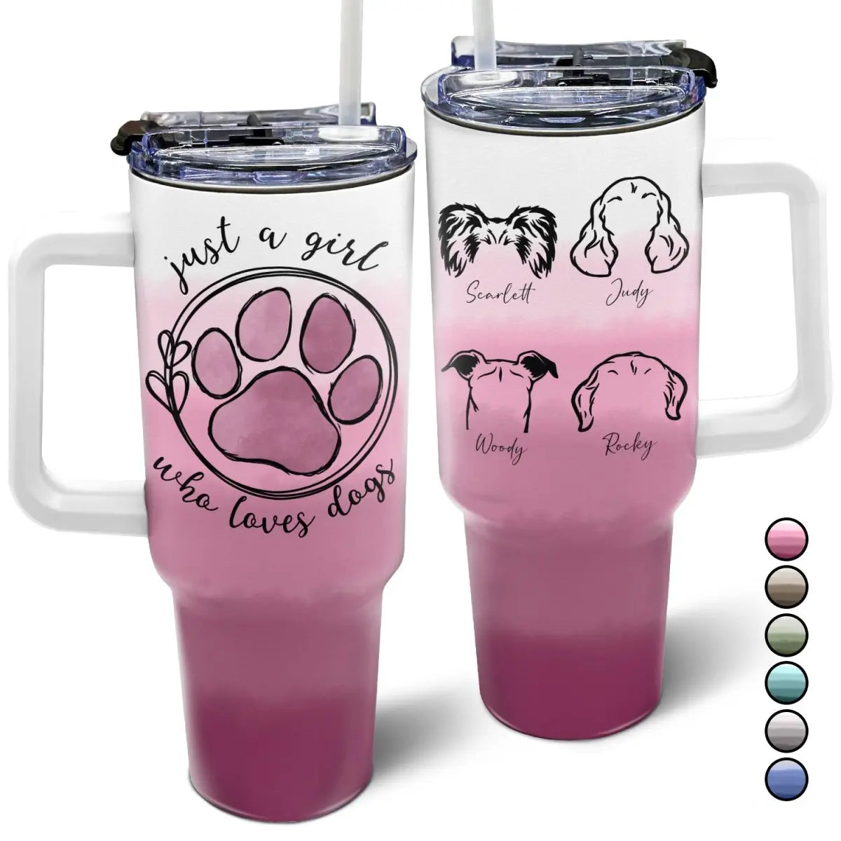 40oz Dog Lovers - Just A Girl Who Loves Dogs - Personalized Tumbler 40oz 40oz Tumbler The Next Custom Gift