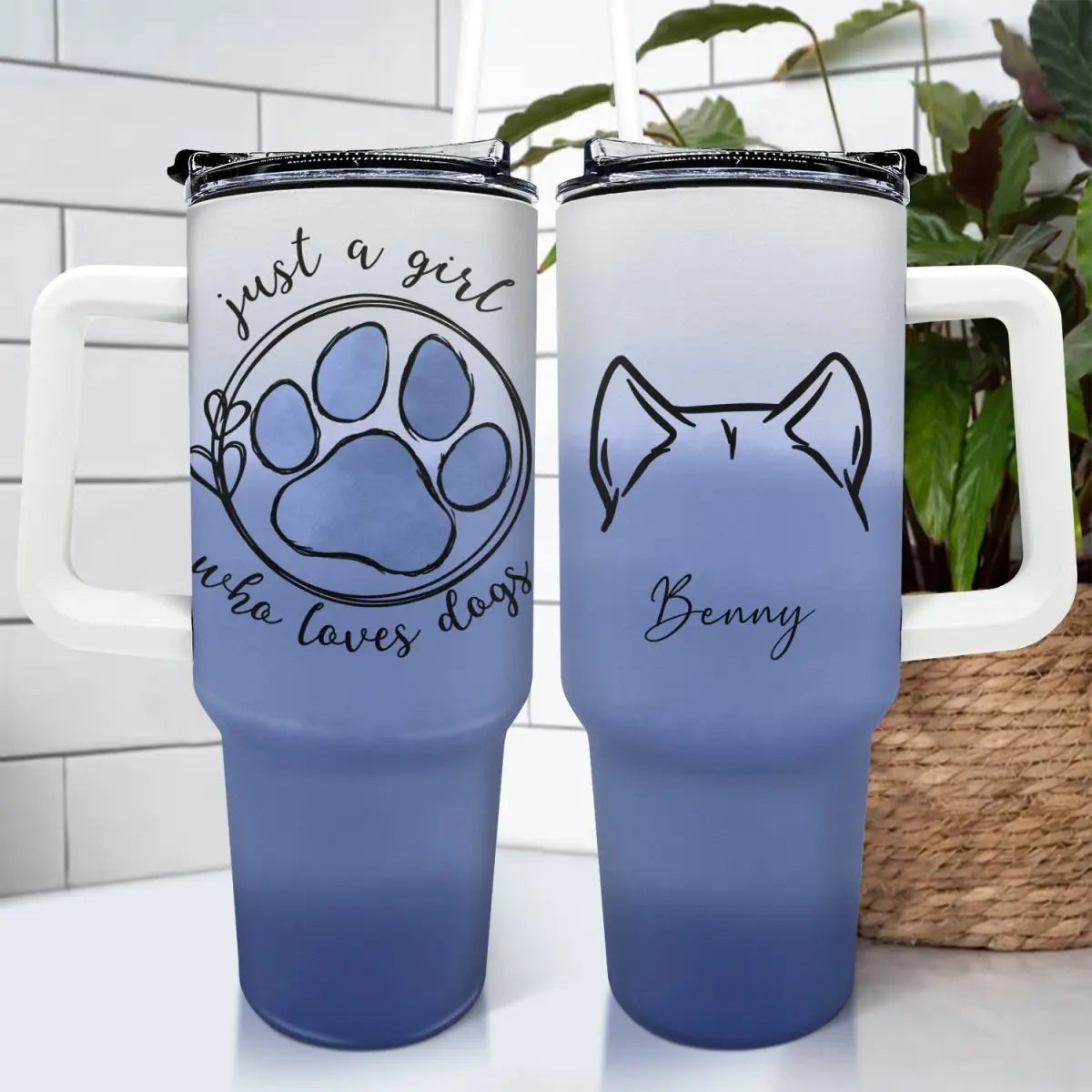 40oz Dog Lovers - Just A Girl Who Loves Dogs - Personalized Tumbler 40oz 40oz Tumbler The Next Custom Gift